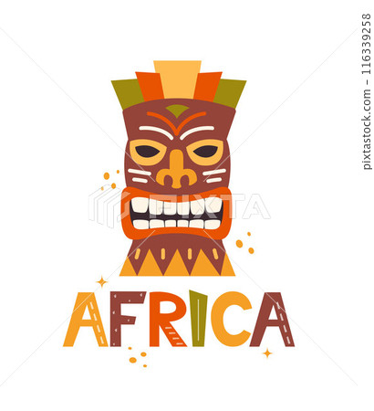 Mask. African exotic ornamental ritual tribal ethnic mask. Colorful patterned african aborigine mask. Decorative ornament. Vector. Mask. African exotic ornamental ritual tribal ethnic mask. Colorful patterned african aborigine mask. Decorative ornament. Vector. 116339258