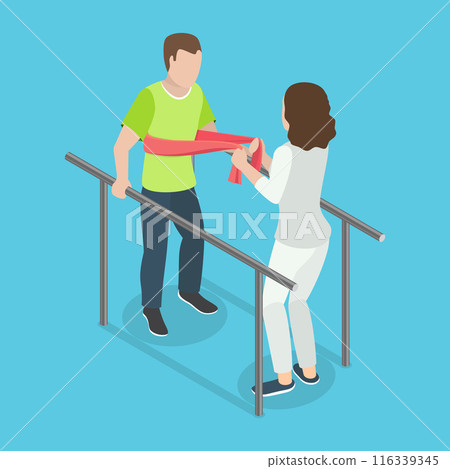 3D Isometric Flat Vector Illustration of Rehabilitation Center, Medical Treatment and Therapy 116339345