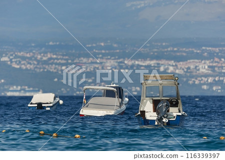 Boats on the water in Croatia, Summer in Istria Boats on the water in Croatia, Summer in Istria 116339397