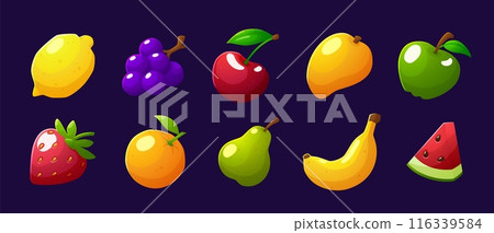 Fruits game icon set. 116339584