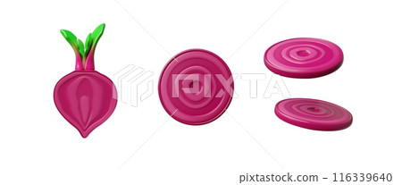 3d set of burgundy beets. 116339640