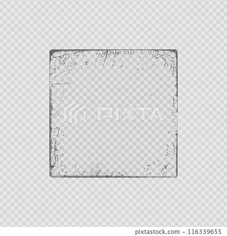Old paper overlay cover frame, square retro grunge vector border, worn vintage texture with grainy effect scratches edge 116339655