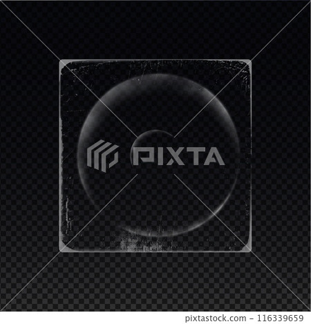 Old paper overlay cover, vintage grunge paper texture with circle trace vector design, dirty, scratches, grainy effect 116339659