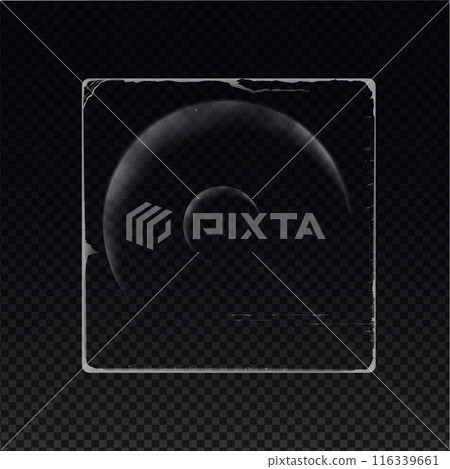 A distressed vinyl cover design with realistic texture on an isolated black background. A distressed vinyl cover design with realistic texture on an isolated black background. 116339661