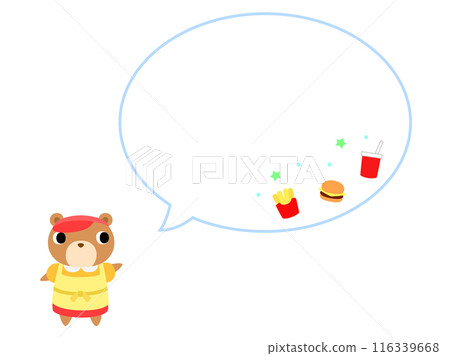 漢堡店店員熊帶語音氣泡+裝飾 漢堡店店員熊帶語音氣泡+裝飾 116339668