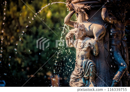 Singing fountain in Royal Garden (Kralovska zahrada) of Prague Castle. Prague, Czech Republic 116339755