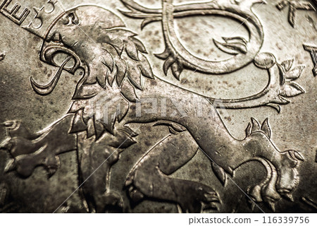 Czech Koruna coin close-up Czech Koruna coin close-up 116339756