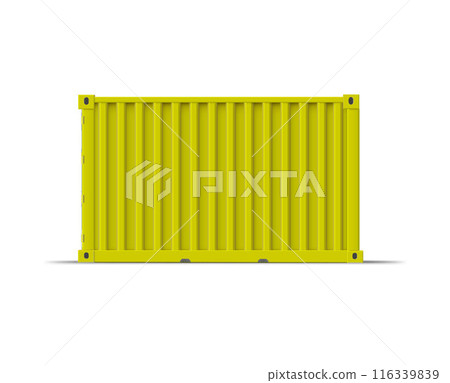 Vector mockup of a yellow cargo container, side view. Vector mockup of a yellow cargo container, side view. 116339839