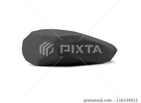 3d vector made of stone and rocks: a dark gray boulder on a white background 116339915