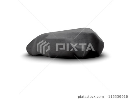 3D vector element of a huge black stone and rocks isolated on a white background. 3D vector element of a huge black stone and rocks isolated on a white background. 116339916
