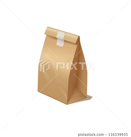 Realistic vector mockup of a closed brown paper bag. Realistic vector mockup of a closed brown paper bag. 116339935