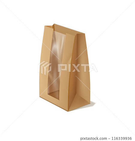3d open empty paper lunch bag. 3d open empty paper lunch bag. 116339936