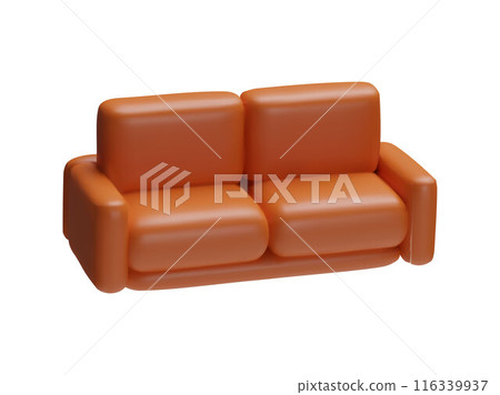 Brown sofa 3d plastic style vector icon, realistic leather couch, volumetric lounge furniture, interior design element Brown sofa 3d plastic style vector icon, realistic leather couch, volumetric lounge furniture, interior design element 116339937