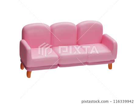 Stylish pink sofa in a realistic 3D vector. Isolated background. 116339942