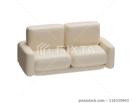 3D white leather sofa with four pillows, folding. 3D white leather sofa with four pillows, folding. 116339943
