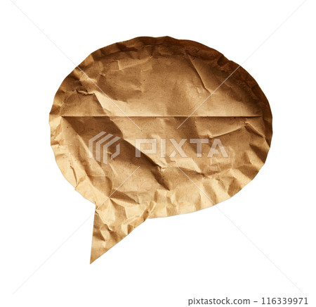 Brown Paper Speech Bubble on White Background 116339971
