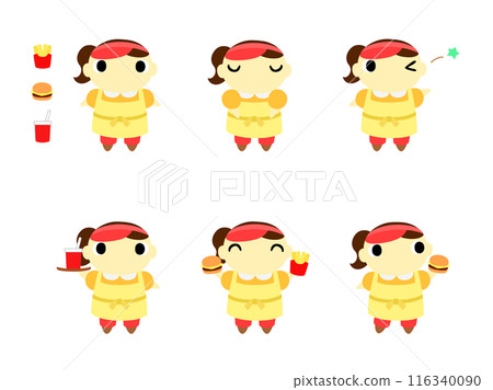 Hamburger shop clerk (pants style) icon set 1 116340090