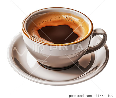Savor the rich intensity of a steaming cup of espresso. Bold, aromatic, and satisfying, a perfect indulgence for coffee enthusiasts seeking a concentrated and flavorful experience. AI Generated 116340109