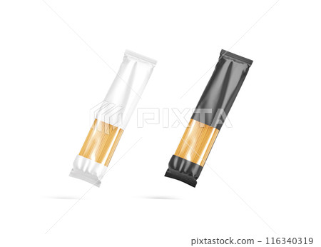 Blank black and white paper transparent pack spaghetti pasta mockup 116340319
