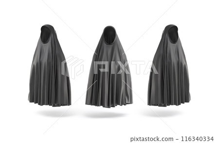 Blank black female chador mockup, front and side view 116340334