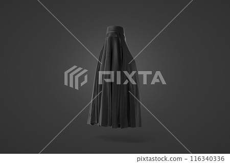Blank black muslim female burqa mockup, dark background 116340336