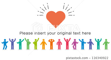 人群和心臟圖標設計材料-人權問題、LGBTQ、活動公告等的視覺效果。 116340922