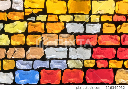 [Material] Colorful mosaic of textured glass tiles. 116340932