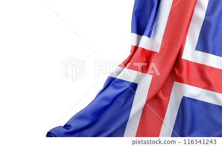 Flag of Iceland with empty space on the left. Isolated. 3D Rendering 116341243