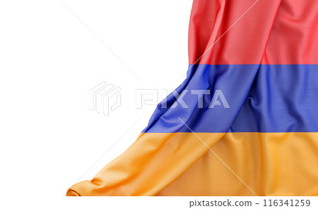 Flag of Armenia with empty space on the left. Isolated. 3D Rendering 116341259