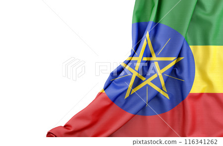 Flag of Ethiopia with empty space on the left. Isolated. 3D Rendering 116341262