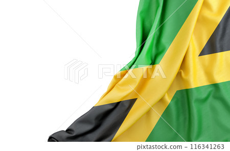 Flag of Jamaica with empty space on the left. Isolated. 3D Rendering 116341263