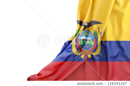 Flag of Ecuador with empty space on the left. Isolated. 3D Rendering 116341267