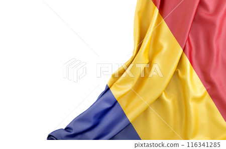 Flag of Romania with empty space on the left. Isolated. 3D Rendering 116341285