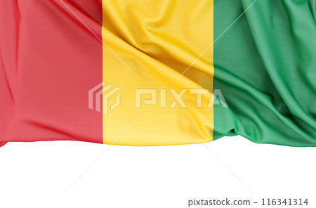 Flag of Guinea isolated on white background with copy space below. 3D rendering 116341314