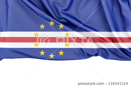 Flag of Cape Verde isolated on white background with copy space below. 3D rendering 116341324