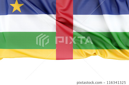 Flag of Central African Republic isolated on white background with copy space below. 3D rendering 116341325