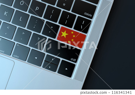 Chinese flag over computer keyboard. 3d illustration Chinese flag over computer keyboard. 3d illustration 116341341