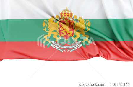 Flag of Bulgaria isolated on white background with copy space below. 3D rendering Flag of Bulgaria isolated on white background with copy space below. 3D rendering 116341345
