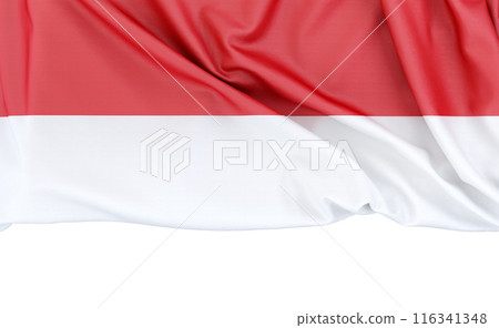 Flag of Monaco isolated on white background with copy space below. 3D rendering Flag of Monaco isolated on white background with copy space below. 3D rendering 116341348