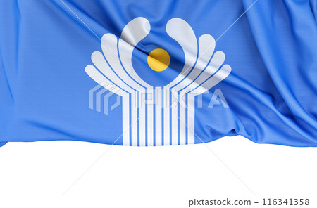 Flag of Commonwealth of Independent States isolated on white background with copy space below. 3D rendering 116341358