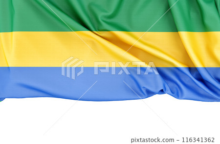 Flag of Gabon isolated on white background with copy space below. 3D rendering 116341362