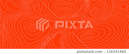 Salmon or raw meat pattern. Sushi texture. Fillet structure. Waved lines and circles on red background. Wallpaper for restaurant of Chinese or Japanese cuisine. Vector flat illustration Salmon or raw meat pattern. Sushi texture. Fillet structure. Waved lines and circles on red background. Wallpaper for restaurant of Chinese or Japanese cuisine. Vector flat illustration 116341468