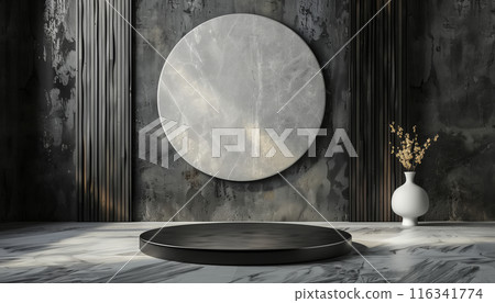 Product Display Podium Background Mockup In 3d Rendering: Create A Professional Setting For Showcasing Your Products With Realistic Simulation. 116341774