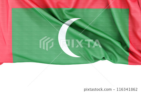 Flag of Maldives isolated on white background with copy space below. 3D rendering 116341862