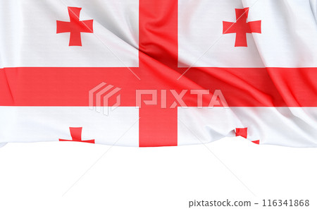 Flag of Georgia isolated on white background with copy space below. 3D rendering Flag of Georgia isolated on white background with copy space below. 3D rendering 116341868