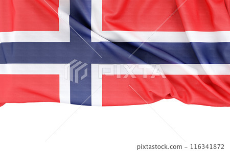 Flag of Norway isolated on white background with copy space below. 3D rendering 116341872
