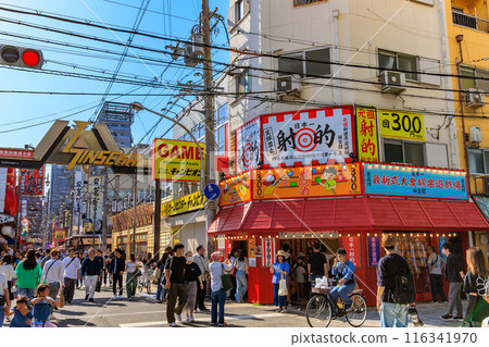 Osaka Prefecture, Osaka City, Shinsekai bustling with tourists Osaka Prefecture, Osaka City, Shinsekai bustling with tourists 116341970