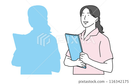 拿著文件的女護士的簡單插圖 拿著文件的女護士的簡單插圖 116342175