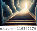 通往天堂的階梯，實現夢想、目標和願望的道路和台階。 116342179