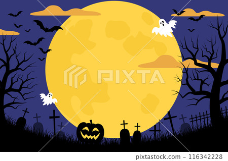 滿月之夜萬聖節背景_向量插畫(2:3) 滿月之夜萬聖節背景_向量插畫(2:3) 116342228